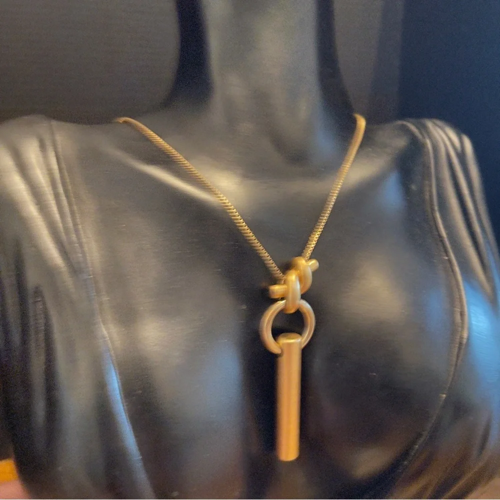 Madewell gold tone chunky statement necklace 30 inches long - Picture 5 of 5